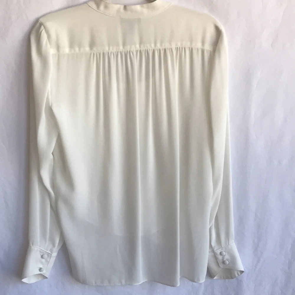 Cartise cream silky semi-sheer high-low crossover blouse, size 6 - Picture 5 of 8